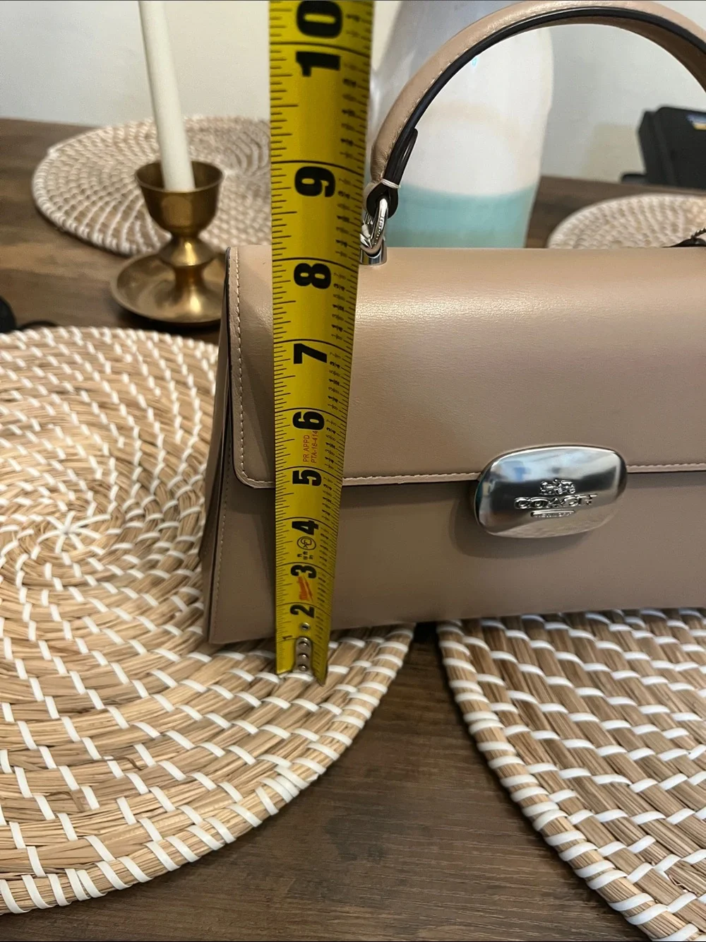 Coach Taupe Leather Top-Handle Satchel with Silver Hardware